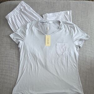 Gray Striped Pajama Set Lg